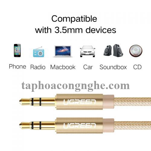 Ugreen 30808 0.5M màu Vàng Cáp âm thanh 2 đầu 3.5mm dương AV112 30030808